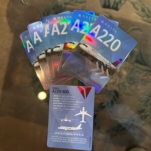 Delta A220 Aircraft Card Set with Blue and Silver Accents
